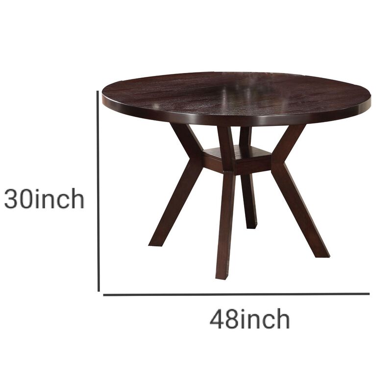 Round Wooden Dining Table, Espresso Brown - Benzara