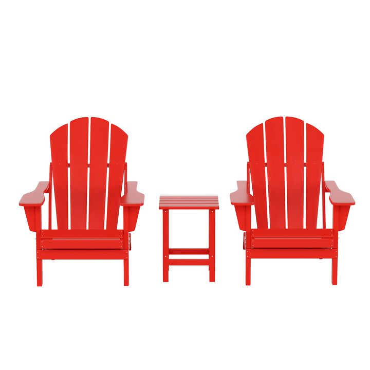 WestinTrends 3-Piece Outdoor Patio Adirondack Chairs with Side Table Set