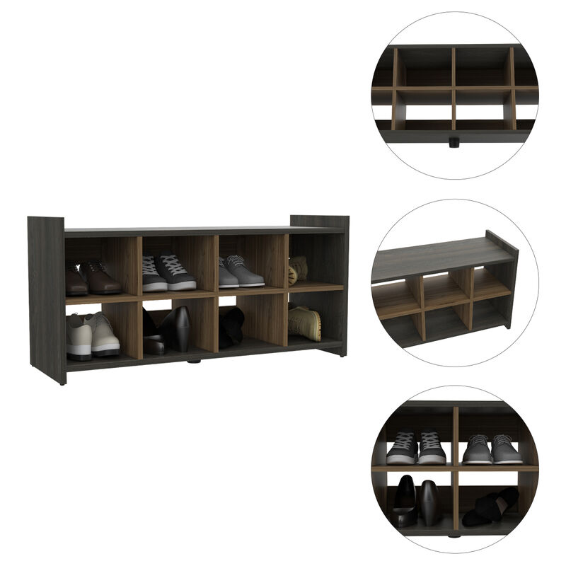 Entryway Storage Unit, Eight Shoe Capacity - Espresso Mahogany