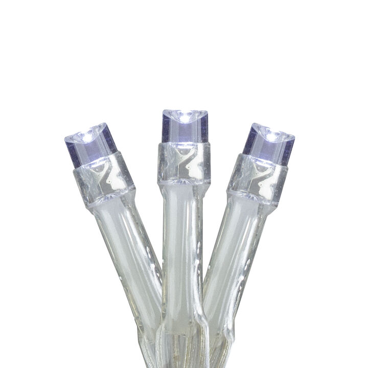 Set of 15 Pure White Battery Operated LED Christmas Lights � 5 ft Clear Wire