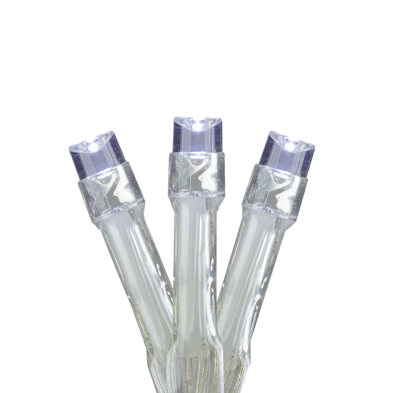 Set of 15 Pure White Battery Operated LED Christmas Lights � 5 ft Clear Wire