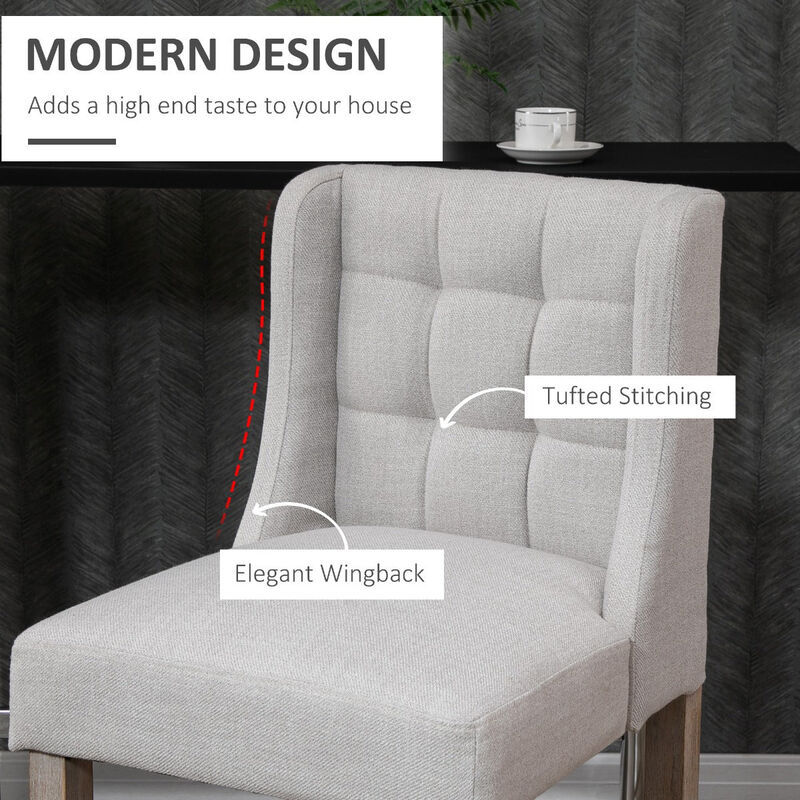 Beige Kitchen Stools: Set of 2 Modern Tufted Bar Chairs