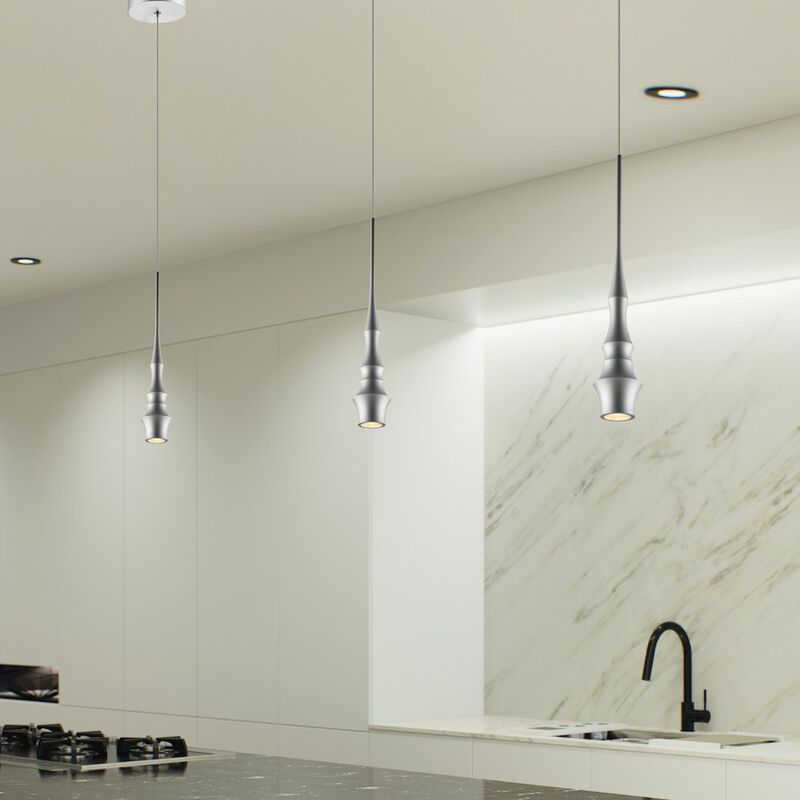 VONN Lighting Integrated LED Height Adjustable Pendant Light in Silver