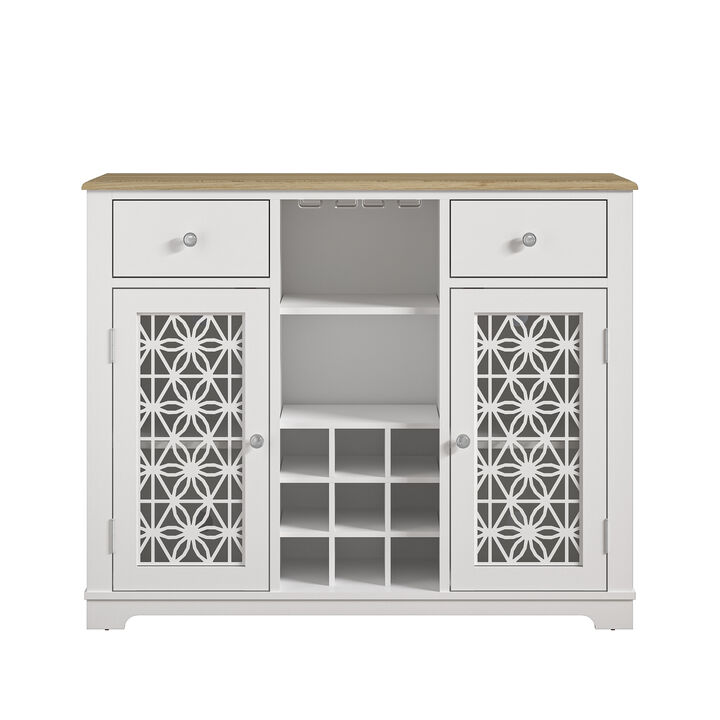 FESTIVO 47" Stylish Wine Cabinet with Metal Wine Glass Rack