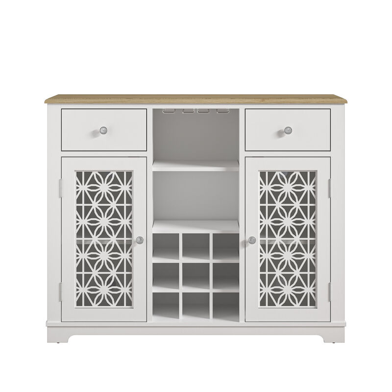 FESTIVO 47" Stylish Wine Cabinet with Metal Wine Glass Rack