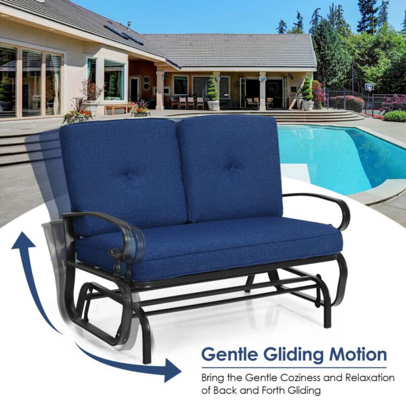 Hivvago 2 Seats Outdoor Swing Glider Chair with Comfortable Cushions