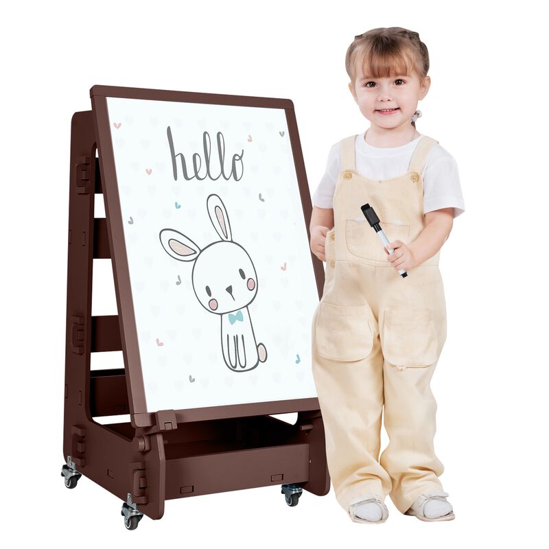 Multifunctional Kids' Standing Art Easel with Dry-Erase Board