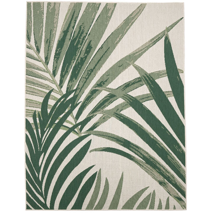 Flatweave Outdoor Rug with Tropical Palm Tree & Jungle Design