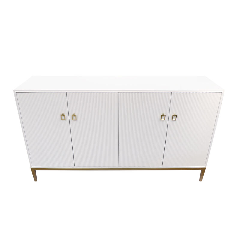 Pasargad Home Victoria Ivory Sideboard, 4 Doors, 2 Drawer with Bronze Metal Frame
