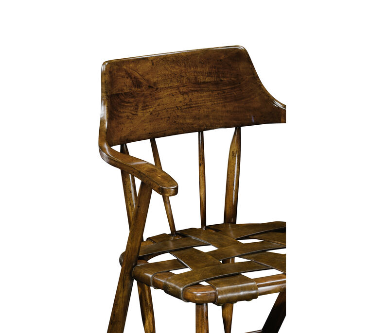 Walnut Smokers Armchair With Leather Seat