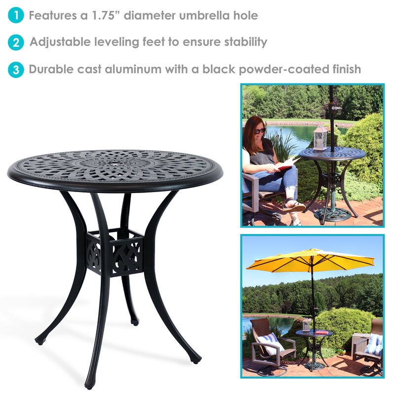 Sunnydaze 30.75 in Sigonella Cast Aluminum Round Patio Dining Table