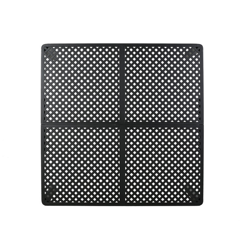 Riley Outdoor Dining Table, Square 61 Inch Matte Black Metal Lattice - Benzara