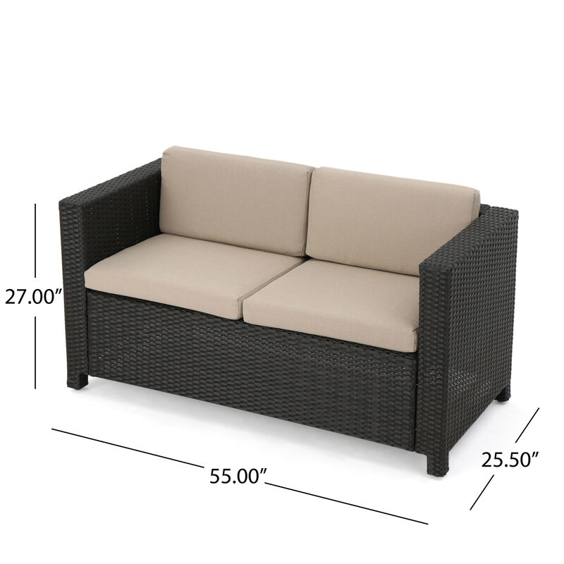 Merax PE Rattan Outdoor Loveseat Sofa