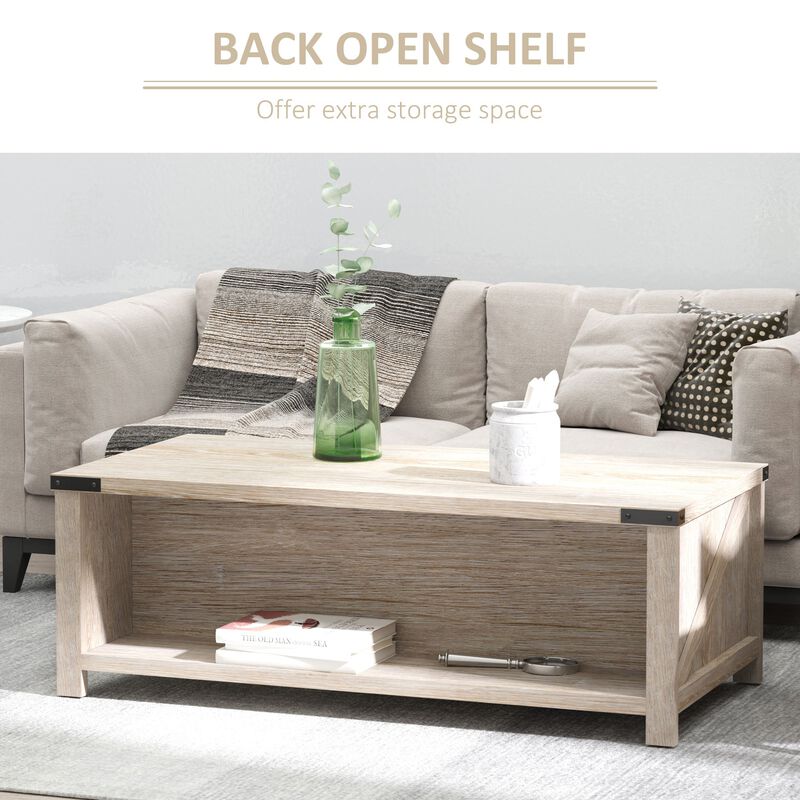 Oak Living Room Centerpiece: Farmhouse Coffee Table with Drawer