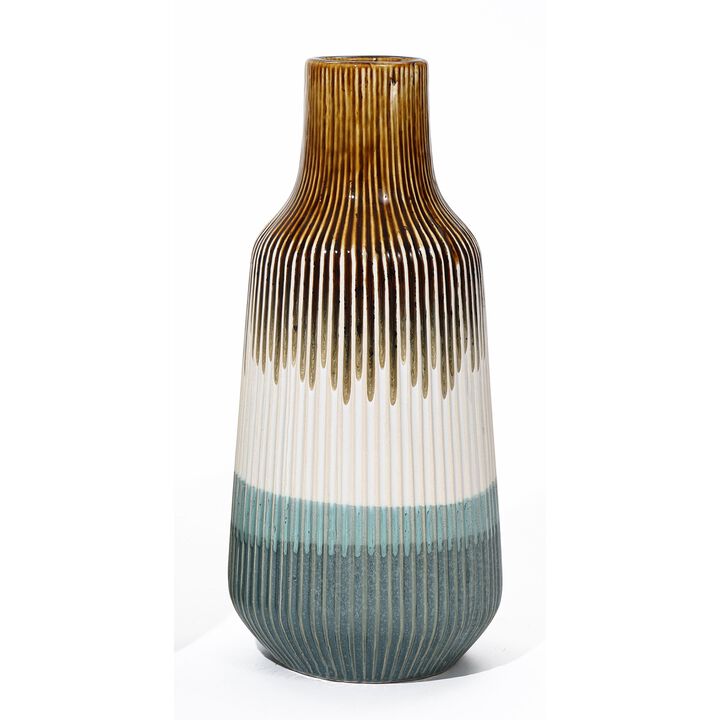 LuxenHome Earth Tones Ombre Stoneware Vase