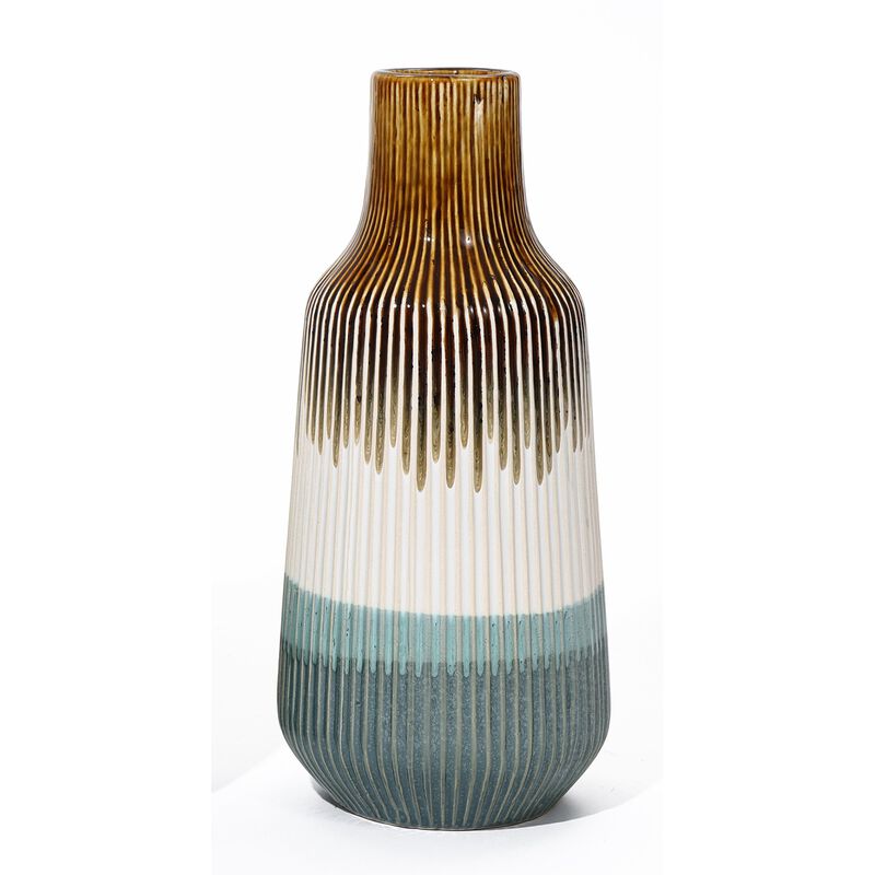 LuxenHome Earth Tones Ombre Stoneware Vase