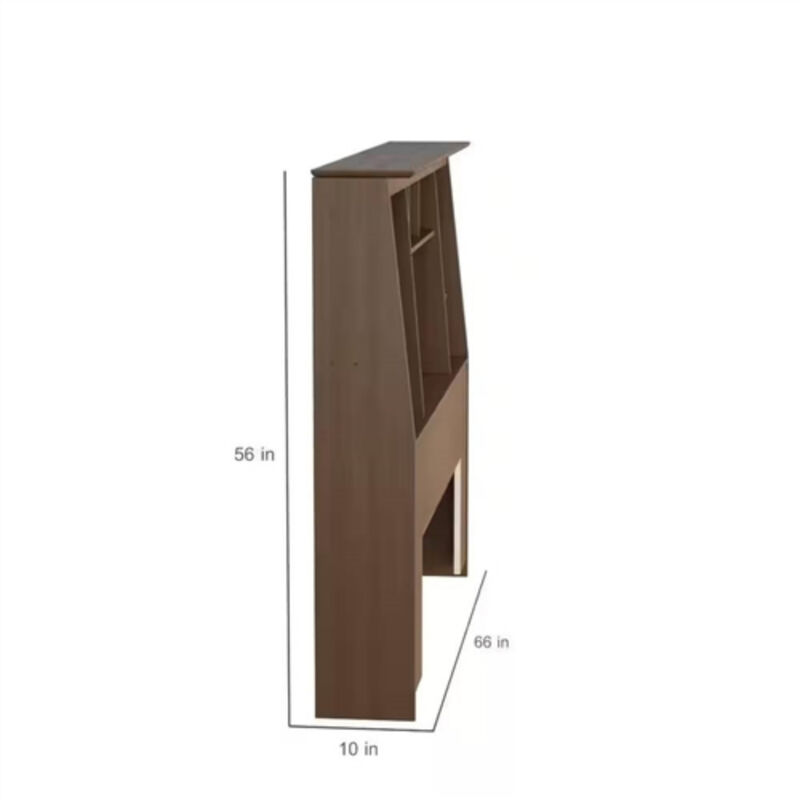 Farmhouse Style Bookcase Headboard with Wood Finish for Bedroom Storage