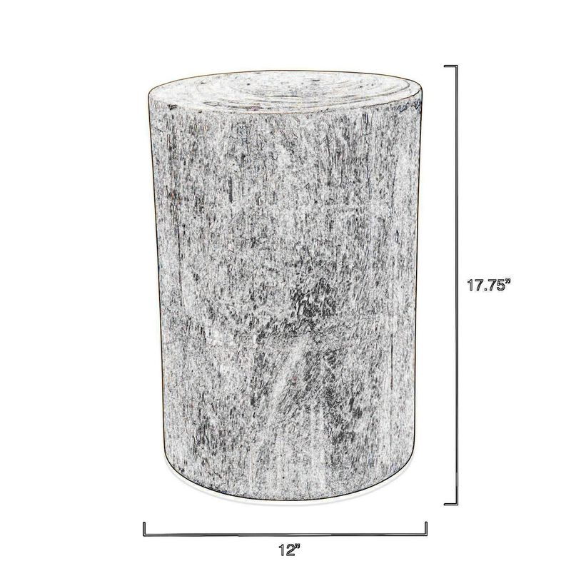 18 Inch Modern Side End Table, Tree Log Design, Paulownia Wood, Natural-Benzara