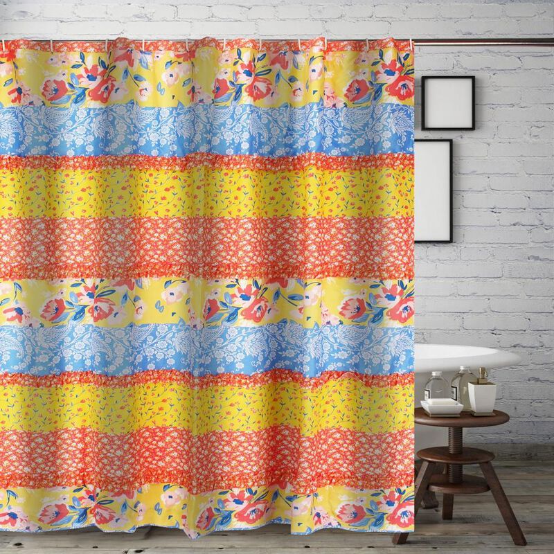 Greenland Home Skylar Ruffle-Embellished Shower Curtain - 72x72", Calico