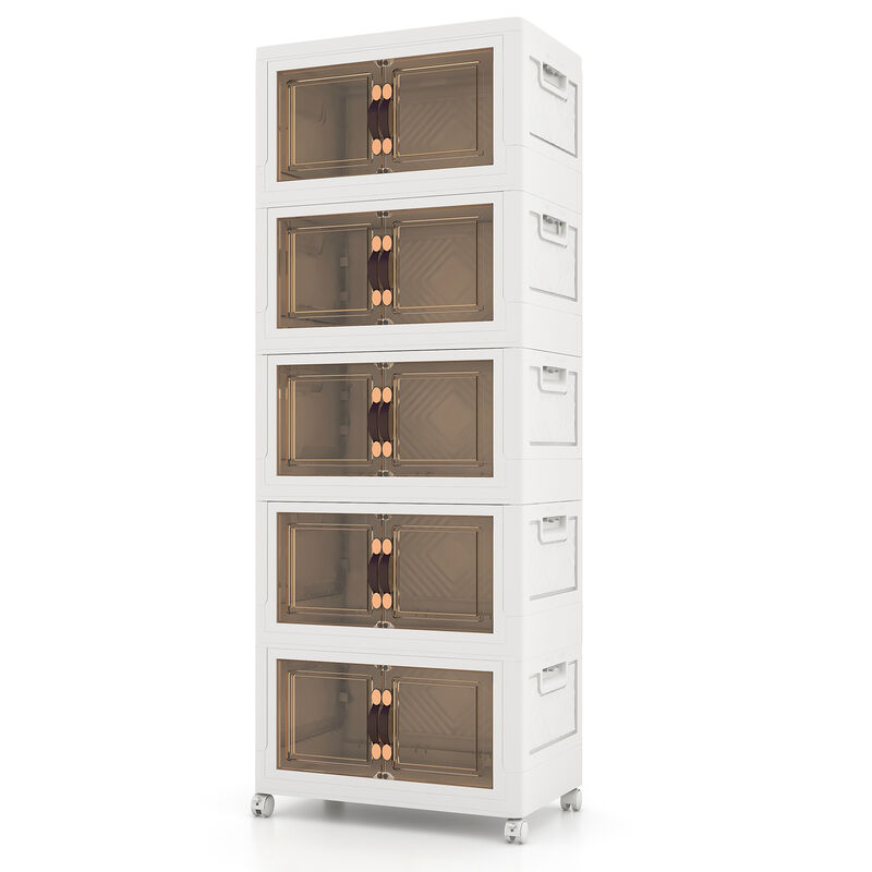 Stackable Storage Bins with 2 Lockable Wheels