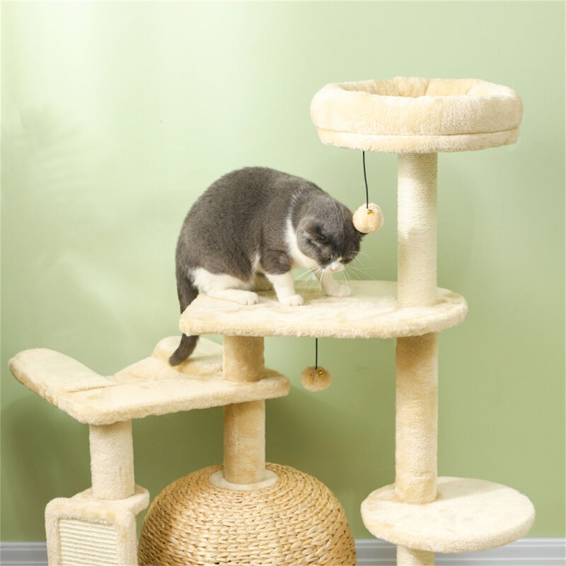 Sturdy Multi-Level Cat Tree with Scratching Posts, Perches, and Hideaway Condos for Cats