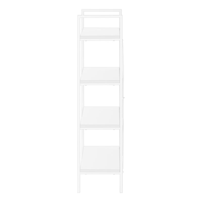Monarch Specialties I 7801 Bookshelf, Bookcase, 4 Tier, 48"H, Office, Bedroom, Metal, Laminate, White, Contemporary, Modern