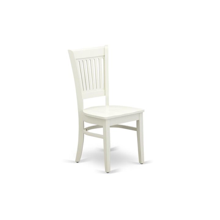 East West Furniture ANVA5-LWH-W - 5-Piece Kitchen Dining Set- 4 Wooden Chairs and Dining Room Table - Wooden Seat and Slatted Chair Back (Linen White Finish)