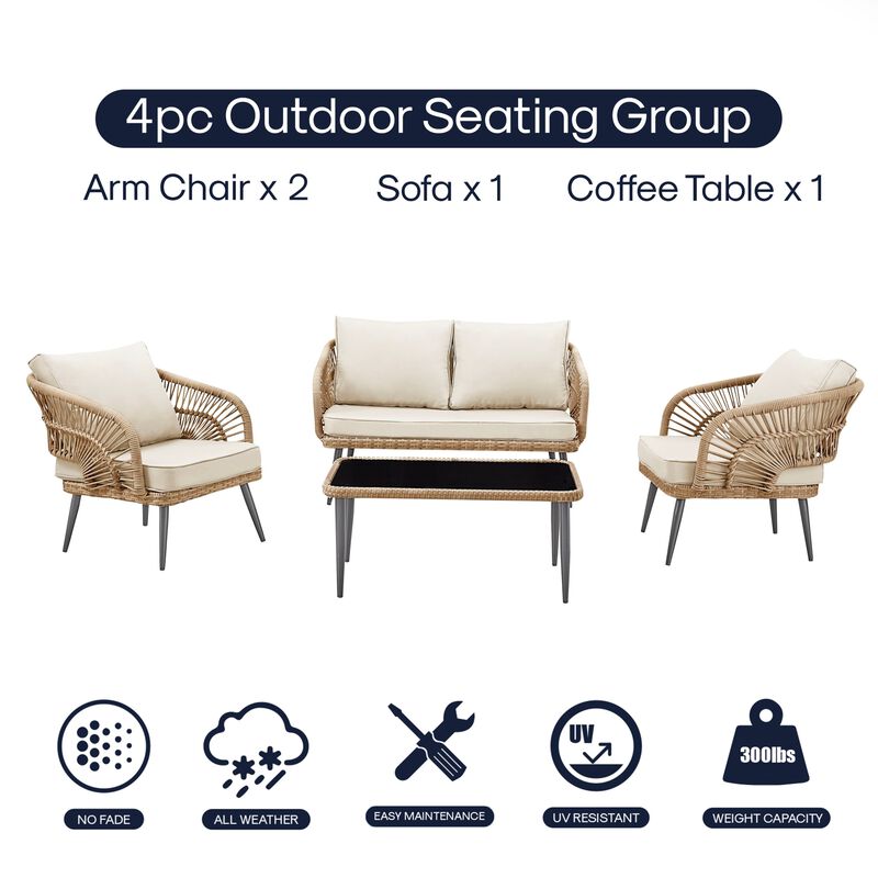 Inspired Home Arsema  Outdoor 4pc Seating Group