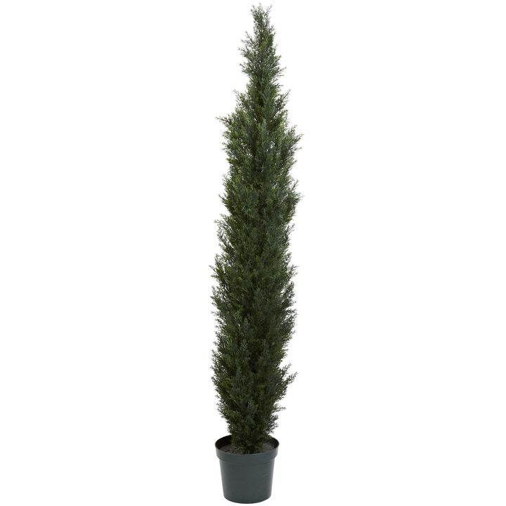 Hivvago 7 Feet Mini Cedar Pine Tree w/3614 Tips in 12 Inches Pot (Two Tone Green)