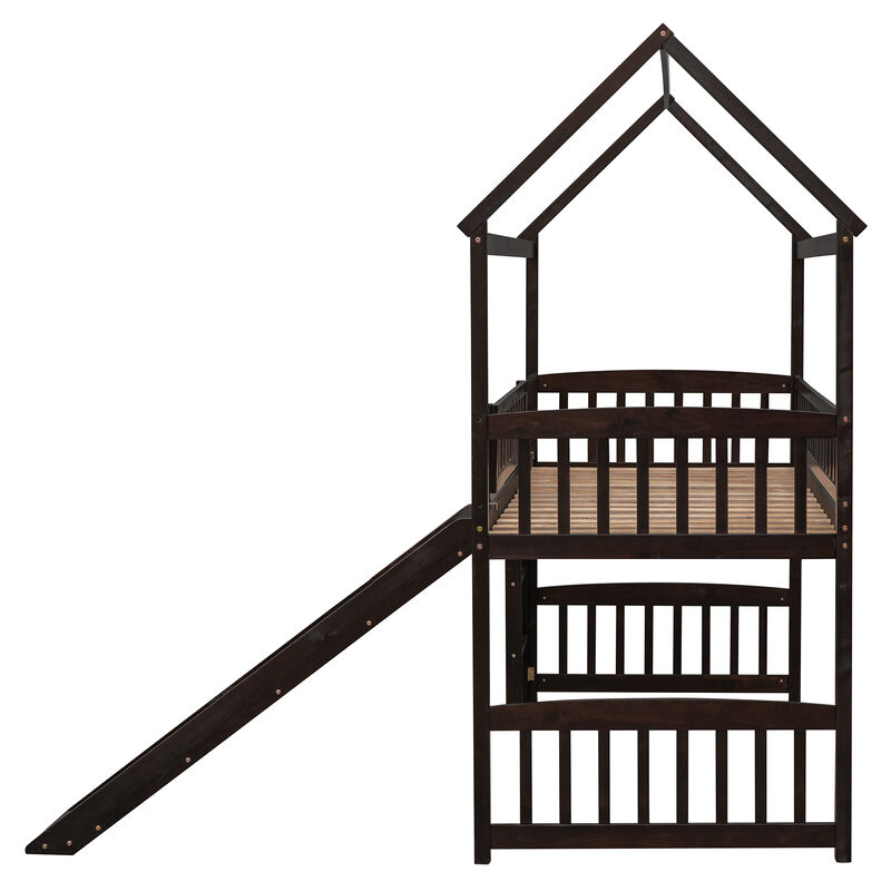 Merax House Bed Loft Bed with Slide