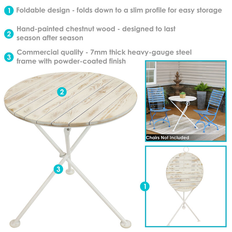 Sunnydaze 28 in French Country Chestnut Round Patio Bistro Dining Table