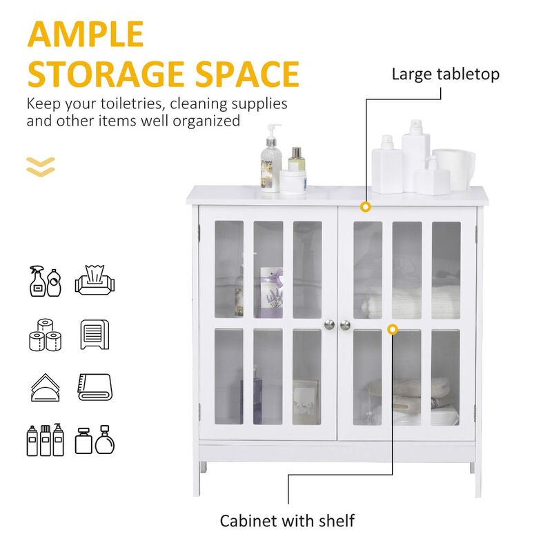 White Kitchen Storage: Buffet Sideboard with Transparent Doors