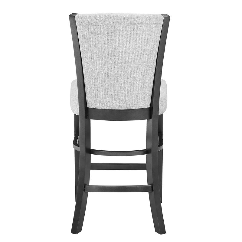 Brandon 24 Inch Counter Height Chair Set of 2, White Fabric Upholstery - Benzara