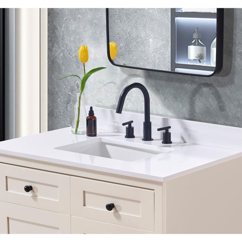 Altair 37. in Composite Stone Vanity Top in Snow White with White Sink