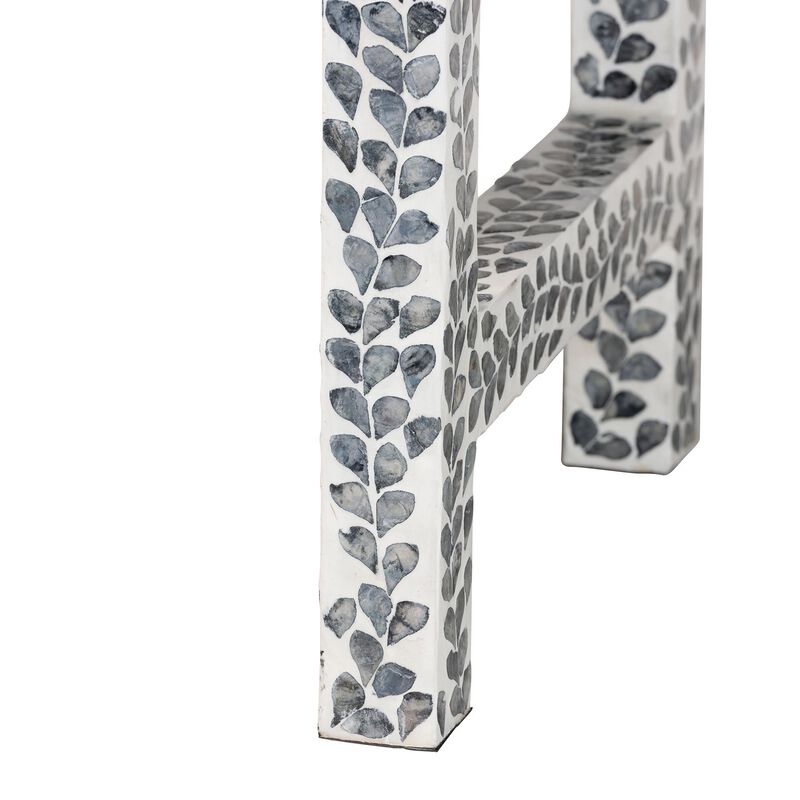 bali & pari Diata Coastal Black and White Mother of Pearl Capiz Shell 2 Drawer Console Table