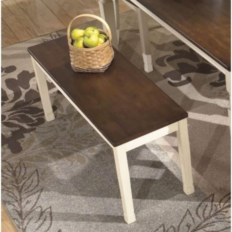 Hivvago Kitchen Seating Wooden Bench in White and Brown Finish