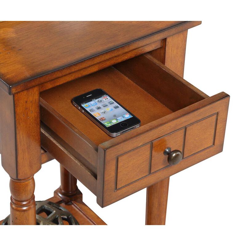 Convience Concept, Inc. French Country Khloe 1 Drawer Accent Table with Shelf Walnut