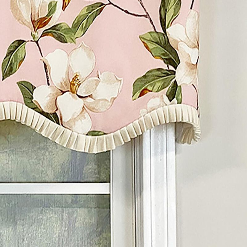 RLF Home Magnolia Ruffled Provance Valance Gray. 3" Rod Pocket, Layered. 50"W x 16"L