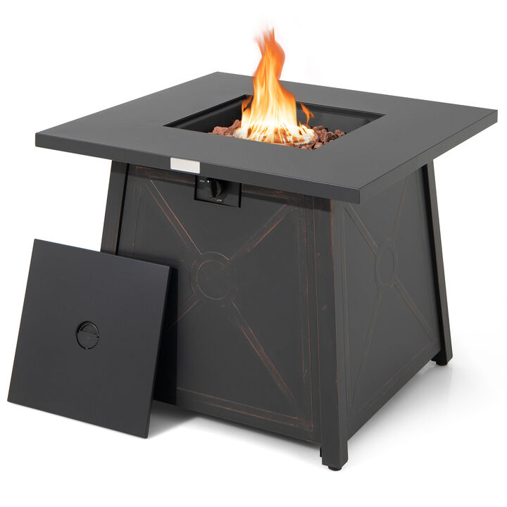 30 Inch Square Propane Gas Fire Table with Waterproof Cover
