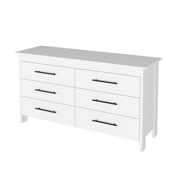 6 Drawer Double Dresser Wezz, Bedroom, White