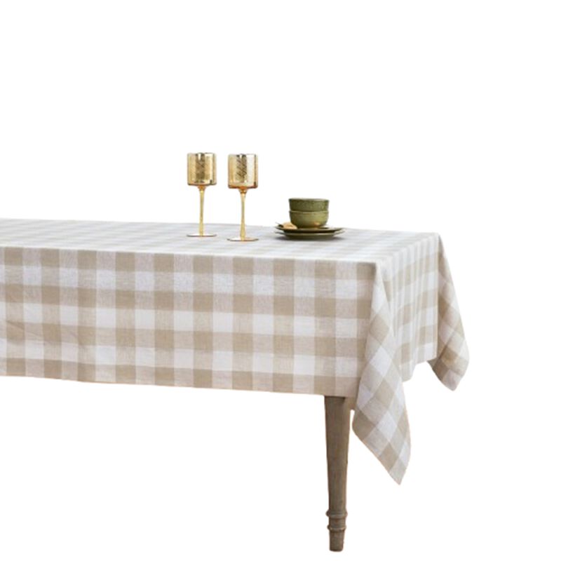 Solino Home 100% Pure Linen Tablecloth | Buffalo Check Dining Table Cloth