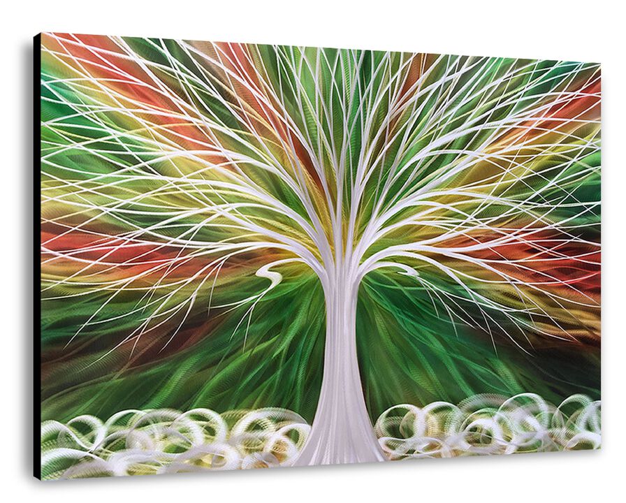 Tree of Life Metal Wall Art, Abstract Silver Sculpture Decor 3D Wall Art for Modern and Contemporary Décor