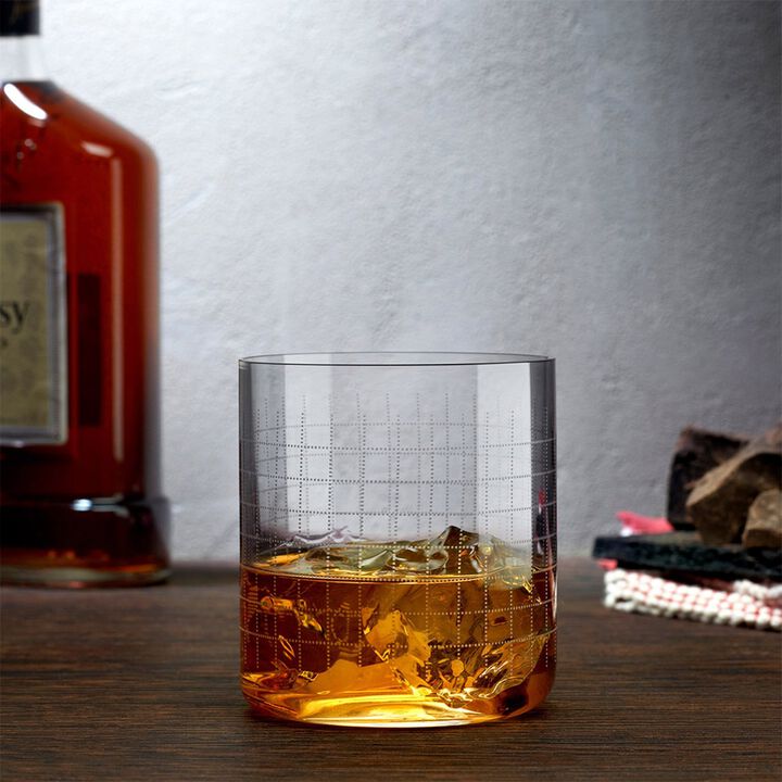 Finesse Grid 10 oz. Crystal Whiskey Glasses (Set of 4)