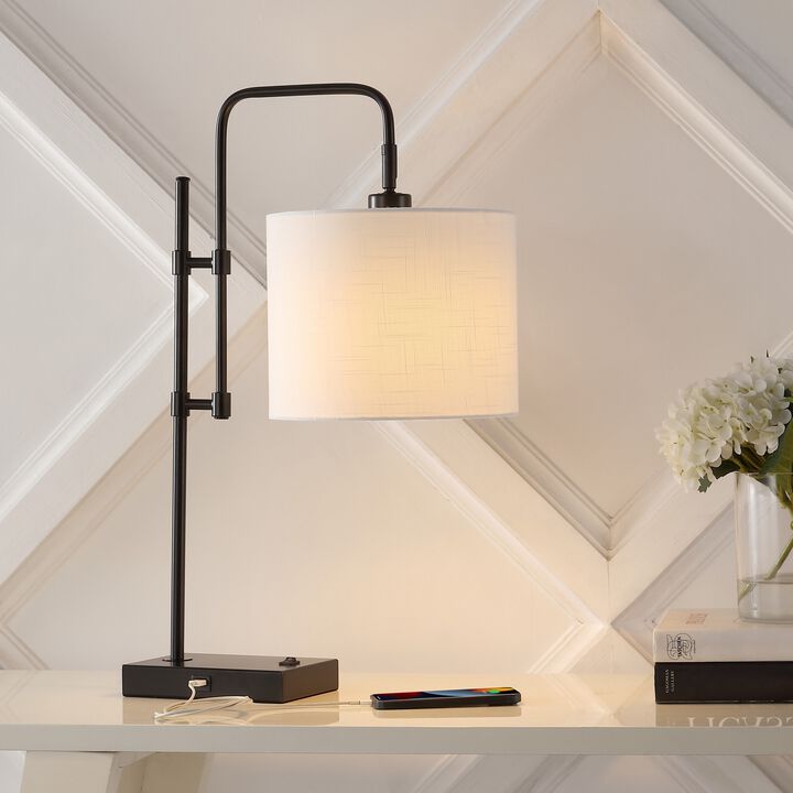 Edris Industrial Designer Metal LED Task Lamp with USB Charging Port