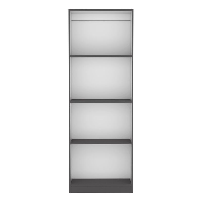 Home Bookcase with 4-Shelf Modern Display Unit for Books and Decor -Matt Gray / White