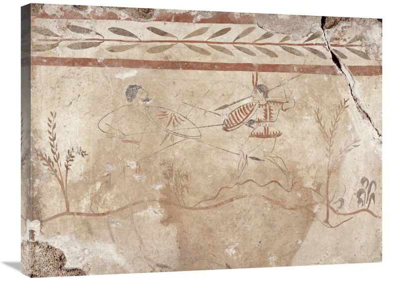 Fresco Panel with Two Warriors-Canvas Art-32x24
