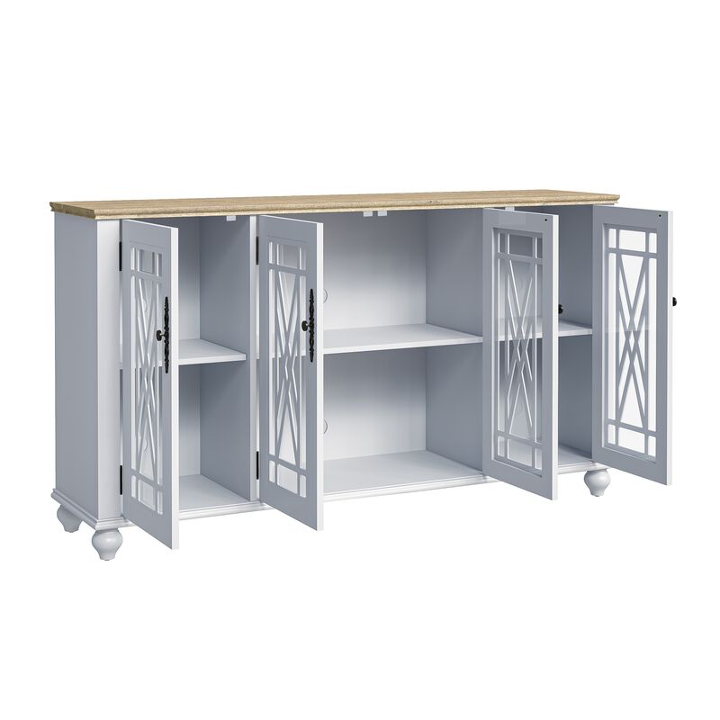 FESTIVO 63" Antique-Inspired Kitchen Buffet Sideboard Cabinet
