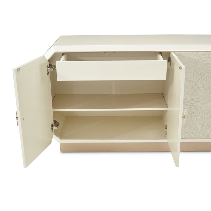 Michael Amini La Rachelle Sideboard with Mirror - Medium Champagne