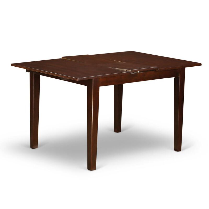East West Furniture NOFK5-MAH-C 5 Pc Kitchen nook Dining set - Table with a 12in leaf and 4 Dining Chairs