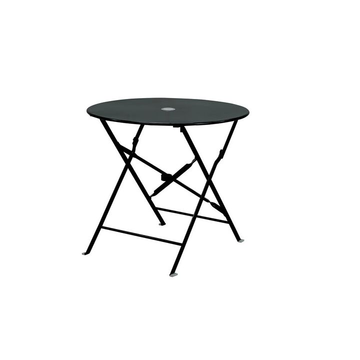 Carolina Living Bistro 30 Round Folding Outdoor Table - Umbrella Hole - Black Carolina Living Bistro 30 Round Folding Outdoor Table - Umbrella Hole - Black